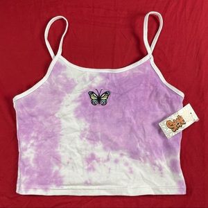 Butterfly Purple Tie Dye Spencer's Tank Top Shirt NWT